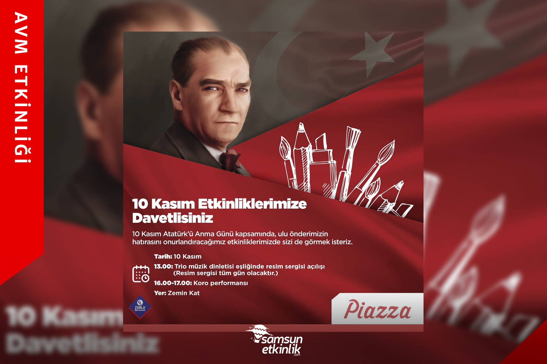 10 Kasım Etkinlikleri Samsun Piazza AVM’de